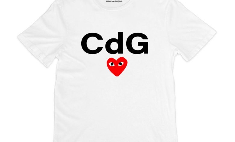 CDG Text with heart white tshirt